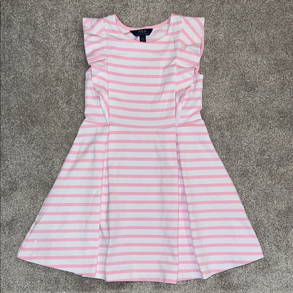 Ralph Lauren Pink and White Striped Kids Dress
